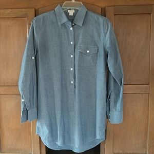 J Crew lightweight, denim, cotton blouse